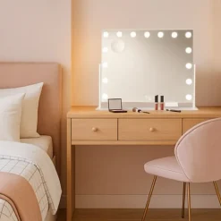 Discount EC Star MI2W-D58 makeup spejl med lys, 64x50,3 cm, hvid Spejle Med Lys