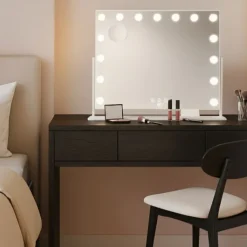 Discount EC Star MI2W-D58 makeup spejl med lys, 64x50,3 cm, hvid Spejle Med Lys