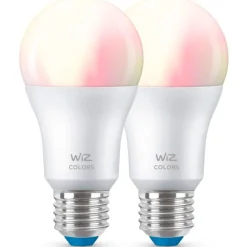 Hot E27 standardpære, 2200K-6500K, 8W, 2-pak Wiz