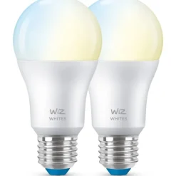 E27 standardpære, 2700K-6500K, 8W, 2-pak Lyskilder|Wiz