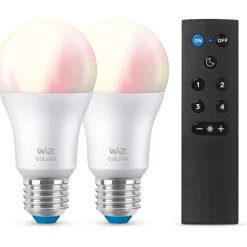 Discount E27 standardpære med fjernbetjening, 2200K-6500K, 8W, 2-pak Lyskilder|Wiz