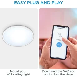 Discount Superslim plafond, justerbar hvid, hvid, Indendørs Belysning|Wiz